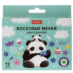 Мелки восковые 12цв "Плюшевые панды" JUMBO корпус 11мм (089690) Хатбер