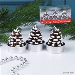 Свеча 3 штуки набор Шишка / NN-3SH /уп 120/Новогодняя