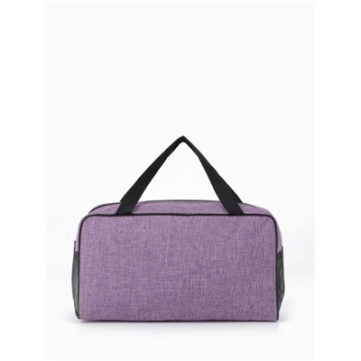 Косметичка-сумка на молнии, большая, с ручками, сеткой, фиолетовая