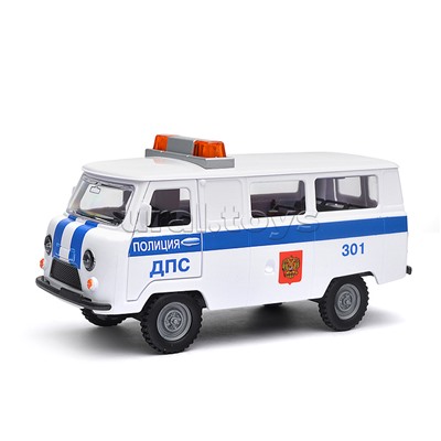 Машина пластик свет-звук UAZ 452 полиция, 18 см, двери, багажник