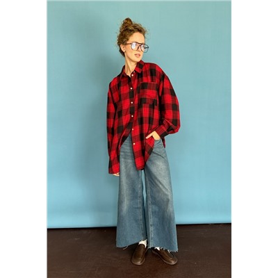 Рубашка женская  HUG077/08/Красный, черный