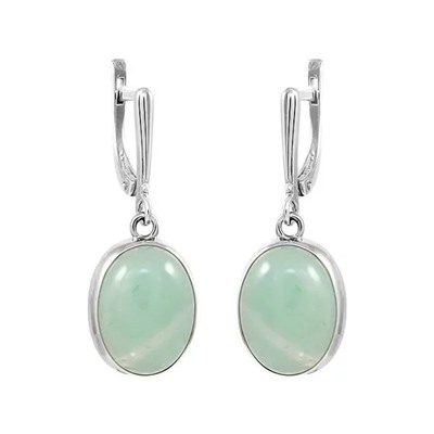 Серьги из серебра нефрит, с1293