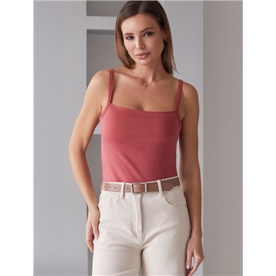 Топ с двуслойной зоной бра на бретелях из хлопка