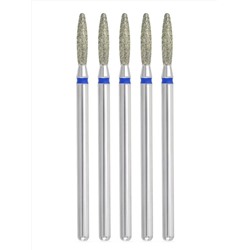 MANITA Фреза алмазная пламя тупое для аппаратного маникюра 866.104.244.100.021 ФАПЗ-2.1-10С, синяя насечка, ø 2,1 мм, 5 шт. 28368