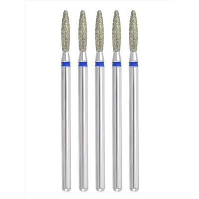 MANITA Фреза алмазная пламя тупое для аппаратного маникюра 866.104.244.100.021 ФАПЗ-2.1-10С, синяя насечка, ø 2,1 мм, 5 шт. 28368