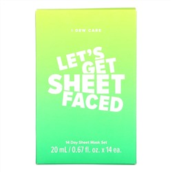 I Dew Care, Let's Get Sheet Faced, 14 Day Sheet Mask Set, 0.67 fl oz (20 ml) Each