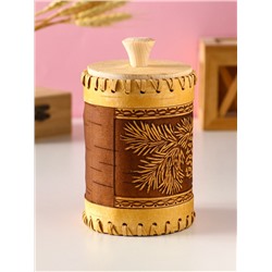 Туес шитый «Шишки», банка для хранения, береста