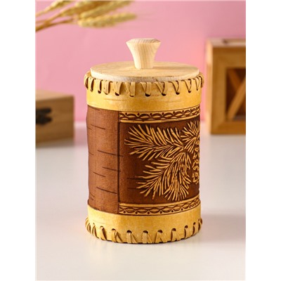 Туес шитый «Шишки», банка для хранения, береста