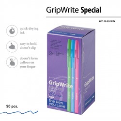 Ручка шариковая 0.7 мм "GripWrite Special" синяя (3 цвета корпуса) 20-0326/04 Bruno Visconti