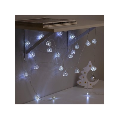 Гирлянда «Нить» 4 м с насадками «Шарик сетка», IP20, прозрачная нить, 20 LED, свечение белое, 8 режимов, 220 В