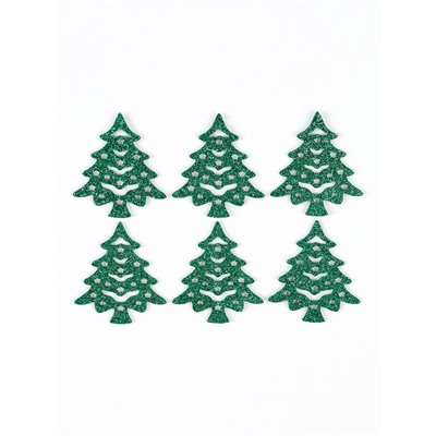 Декор новогодний «Зеленые елочки», набор 6 шт.
