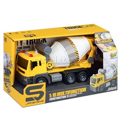 Машина "Бетономешалка" 1:16 (свет, звук) в коробке (цвет желтый)