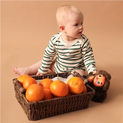 Боди с длинным рукавом «Крошка Я» Oranges, размер 62-68, молочное
