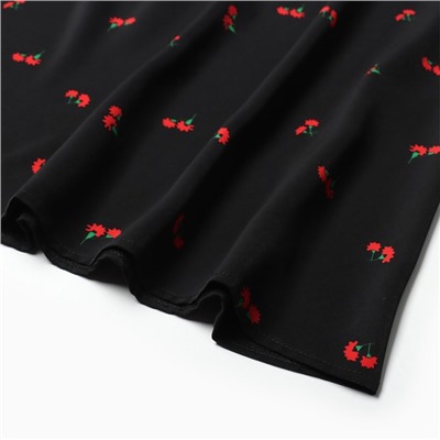 Платье с завязками на талии миди женское MIST Flower, размер 42, чёрное