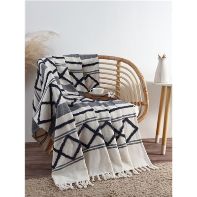 Плед с кисточками «Этель», с таффтингом, 125×150 см, хлопок 100%