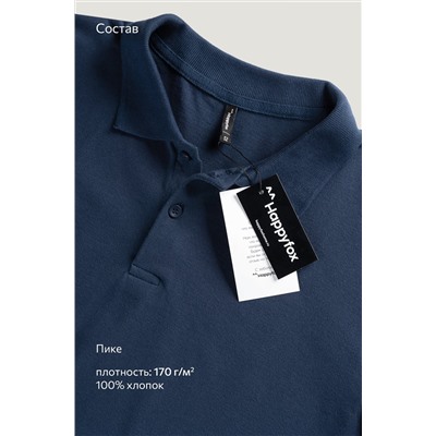 Мужской базовый лонгслив-поло Happyfox