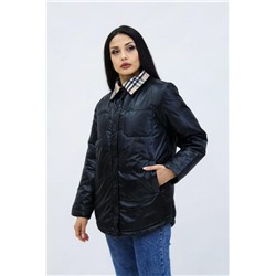 Демисезонная женская куртка весна осень Клетка 8762 (Черный)