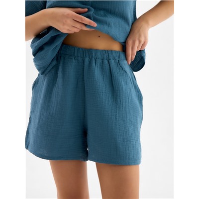 Пижама женская (рубашка, шорты) KAFTAN Basic, размер 40-42, синяя