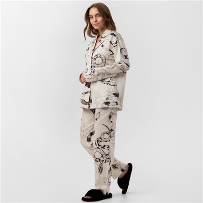Пижама новогодняя женская KAFTAN «Змея», размер 44-46, бежевый