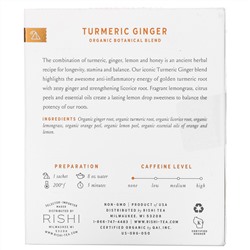 Rishi Tea, Organic Botanical Blend, Turmeric Ginger, Caffeine-Free, 15 Tea Bags, 1.74 oz (49.5 g)