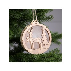 Ёлочная игрушка «Оленёнок в лесу», 12×12 см, 1 LED, от батареек, свечение тёплое белое