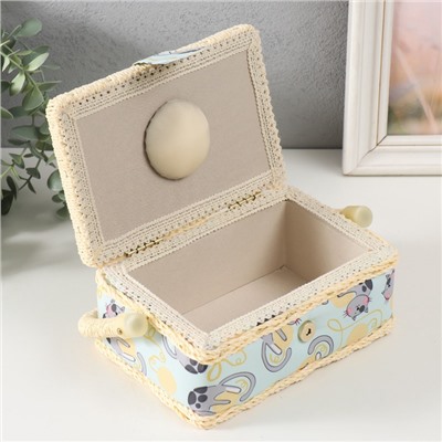 Шкатулка для рукоделия и шитья «Котята на клубках», хранение ниток, иголок, мелочи, 18×12×9.5 см