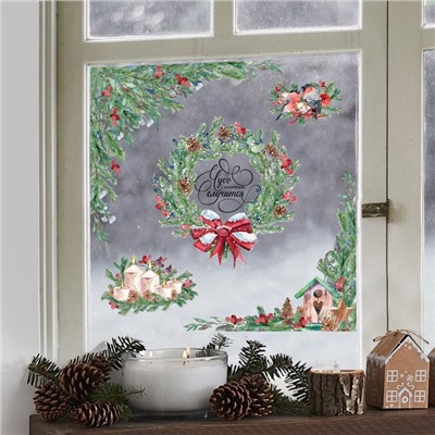 Наклейки на окна многоразовые «Новогоднее чудо», 50×70 см
