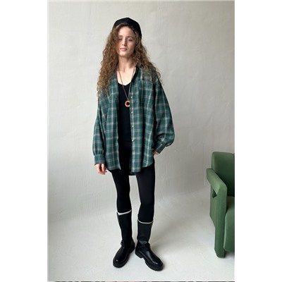 Рубашка женская  HUG077/14/Зеленый, бежевый