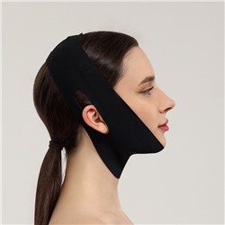 Маска текстильная для коррекции овала лица, на липучке, 62×9.5 см, чёрная, розовая