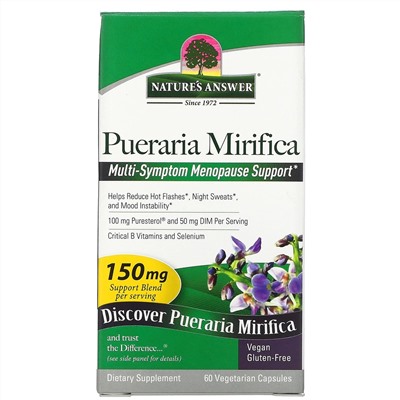 Nature's Answer, Pueraria Mirifica, 100 mg, 60 Vegetarian Capsules