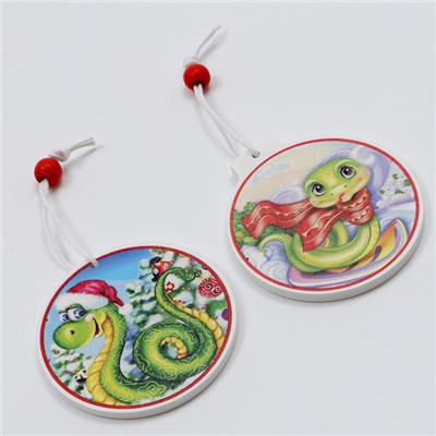 Елочные игрушки в деревянной подарочной упаковке, 12 шт.