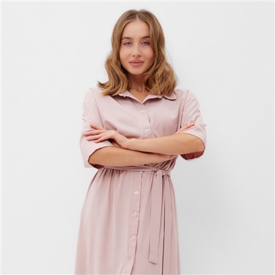 Платье миди женское на пуговицах MINAKU: Enjoy, розовое, размер 42