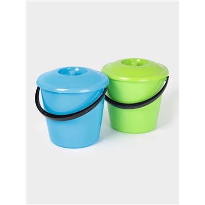 Ведро с крышкой, 10 л, d=32 см, h=26 см, пластик, МИКС