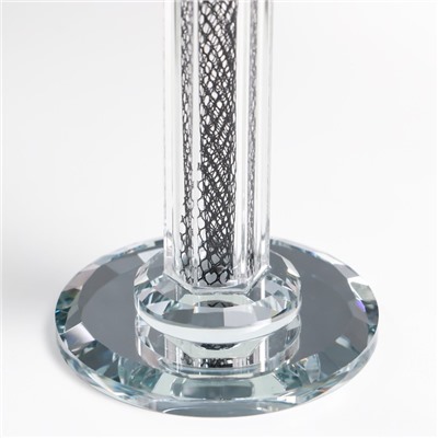 Стеклянный подсвечник на 1 свечу «Узорный бутон», на ножке, d=2 см и 4 см; 7.7×7.7×17 см