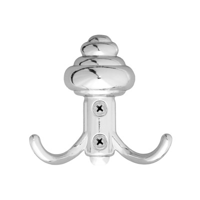 Крючок мебельный ТУНДРА TKd=028, двухрожковый, хром, 8 шт. TMP