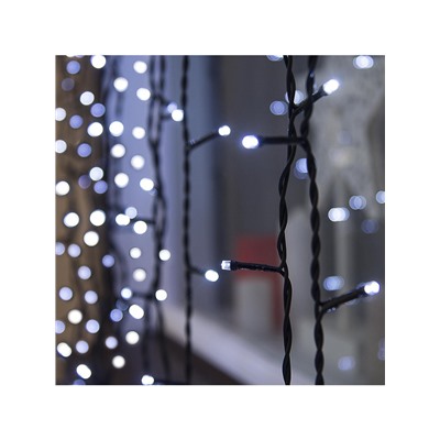 Гирлянда «Занавес» 2×6 м, IP44, УМС, тёмная нить, 1440 LED, свечение белое, 220 В