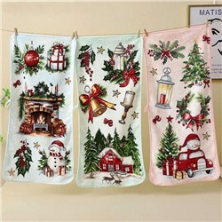 Полотенце из микрофибры "Зима" с атласной каймой 25*50 см.