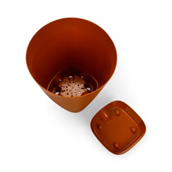 Горшок для цветов «Гранд», 8 л, d=24 см, h=25 см, пластиковый, с прикорневым поливом, коричневый