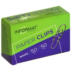 Скрепки канцелярские 50мм/50шт серебро гофрированные PCMG50-50 inФОРМАТ