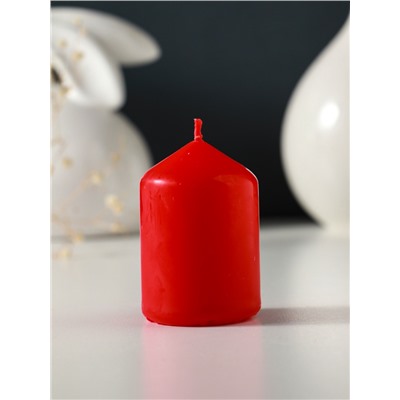 Набор: свеча-цилиндр 4×6 см, 70 г, 4 шт., красный