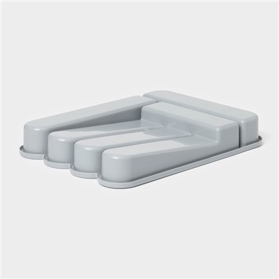 Лоток для столовых приборов, 6 отделений, 35.5×26×5 см, пластик, серый