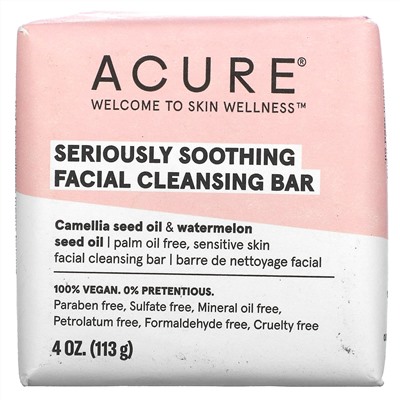 Acure, Seriously Soothing Facial Cleansing Bar, 4 oz (113 g)