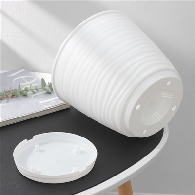 Горшок для цветов с поддоном Saffron, 5.4 л, d=22.4 см, h=20.5 см, пластиковый, белый