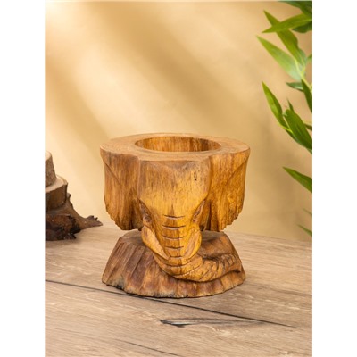 Подставка под бутылки «Голова слона», 15×15×17 см, дерево пиннис, коричневая