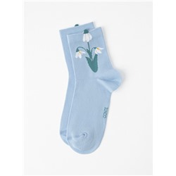 Классические CONTE CLASSIC Удлинённые носки женские из хлопка с пикотом «Подснежник»