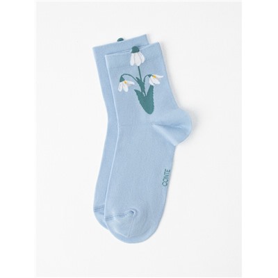 Классические CONTE CLASSIC Удлинённые носки женские из хлопка с пикотом «Подснежник»