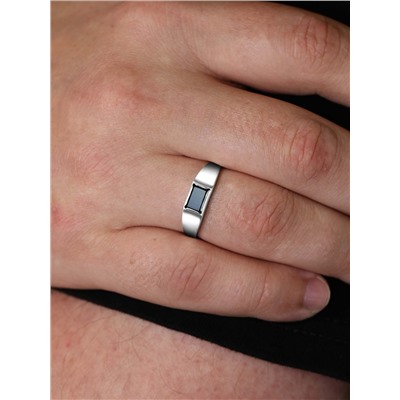 Печатка из серебра с фианитом родированная 925 пробы Пч-205р