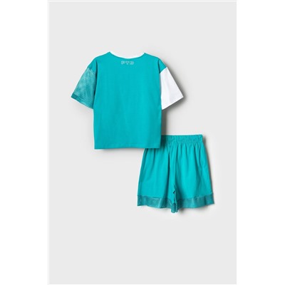 Комплект трикотажный для девочек: фуфайка (футболка), шорты PLAYTODAY, 1240140