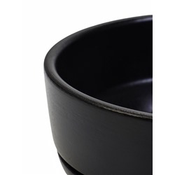 Горшок - бонсайница «Огма» для кактусов и суккулентов, 1.4 л, d=18 см, h=6.5 см, керамика, с поддоном, чёрный