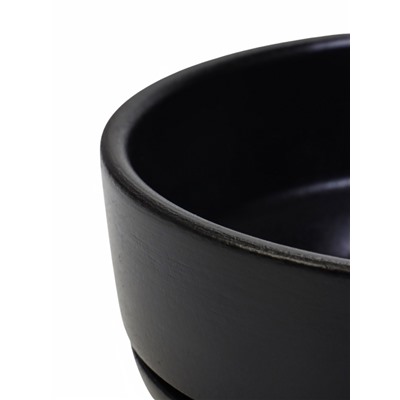 Горшок - бонсайница «Огма» для кактусов и суккулентов, 1.4 л, d=18 см, h=6.5 см, керамика, с поддоном, чёрный